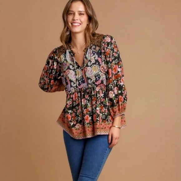 Paisley Floral  Ruffled Blouse - Picture 5 of 7